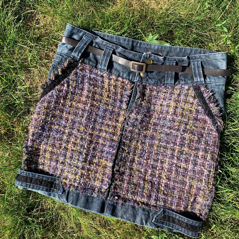 UNIQUE Desigual Tweed & Denim Mini RARE EUC